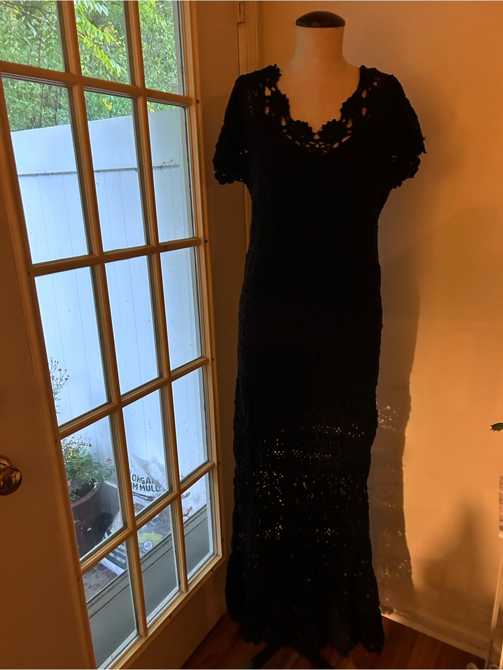 Free People Fairytale Forest Black Crochet Maxi Dress. Small - Picture 8 of 17